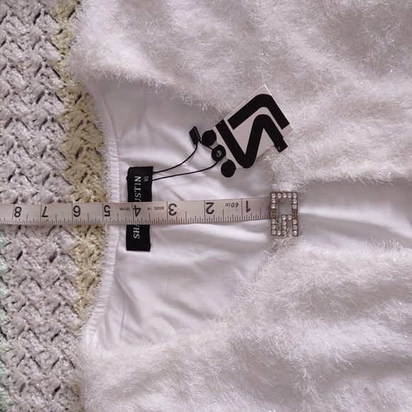 NWT Shane Justin XS Eyelash White Metallic Sparkling Snow Shrug - Picture 14 of 15